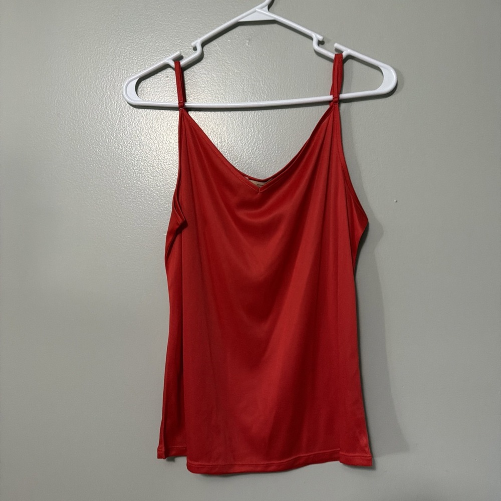 Vtg Choices Red Satin Slip Top Cami Size L Holiday Y2K Boho Career Whimsygoth
